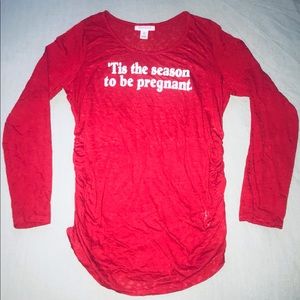 Motherhood Maternity Long-Sleeved Shirt Size L. “Tis the season to be pregnant”
